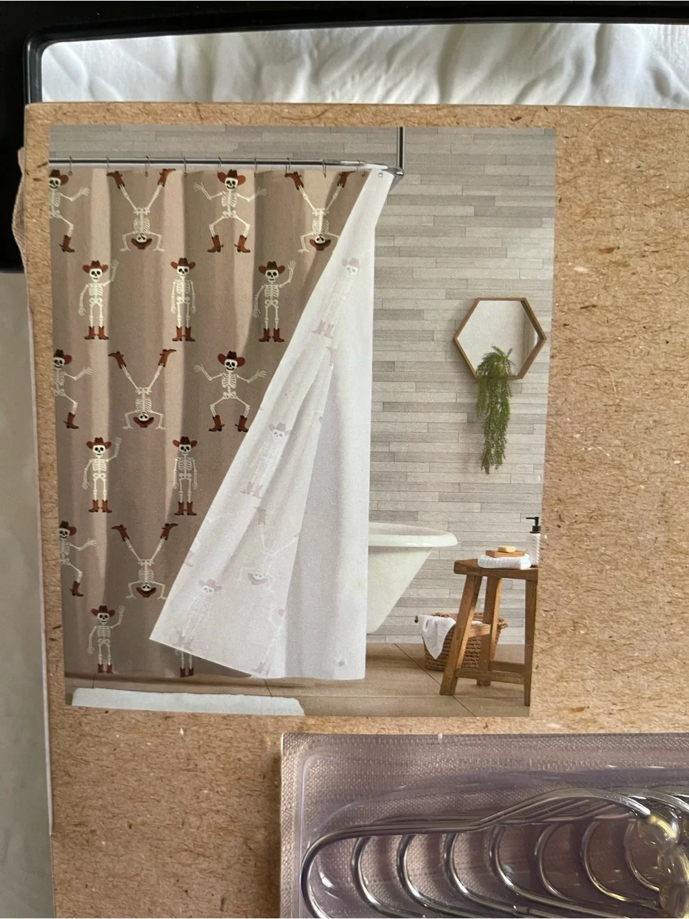 Wrangler Halloween Skeleton Shower Curtain 72” x 72” Set - NWT **